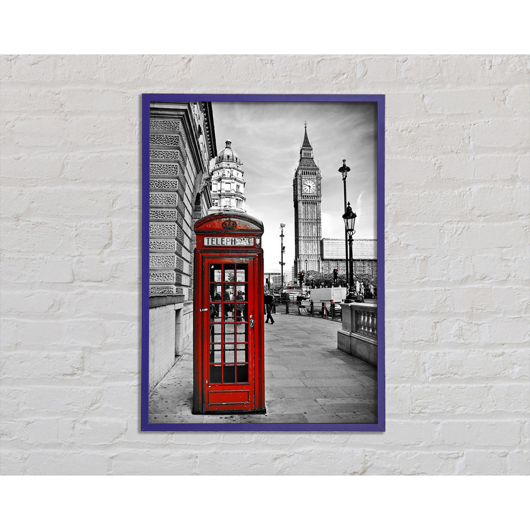 Gerahmtes Leinwandbild Red Phone Box Near Big Ben Framed Print