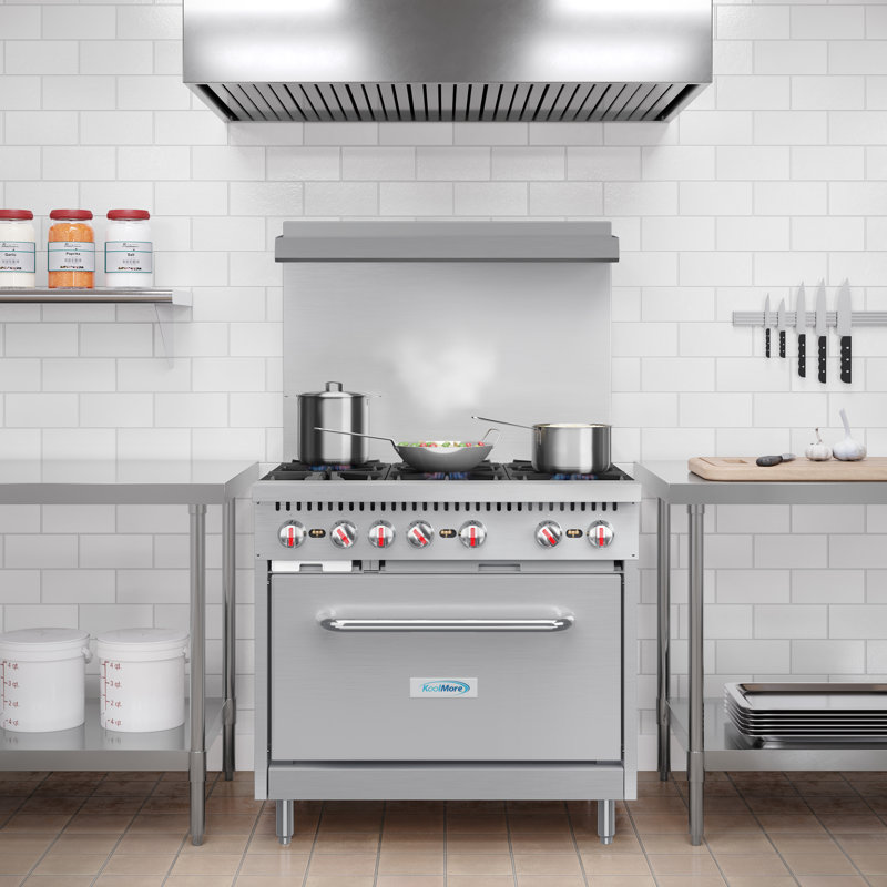 KoolMore 36'' Stainless Steel Commercial Convection Oven with 6 Burners