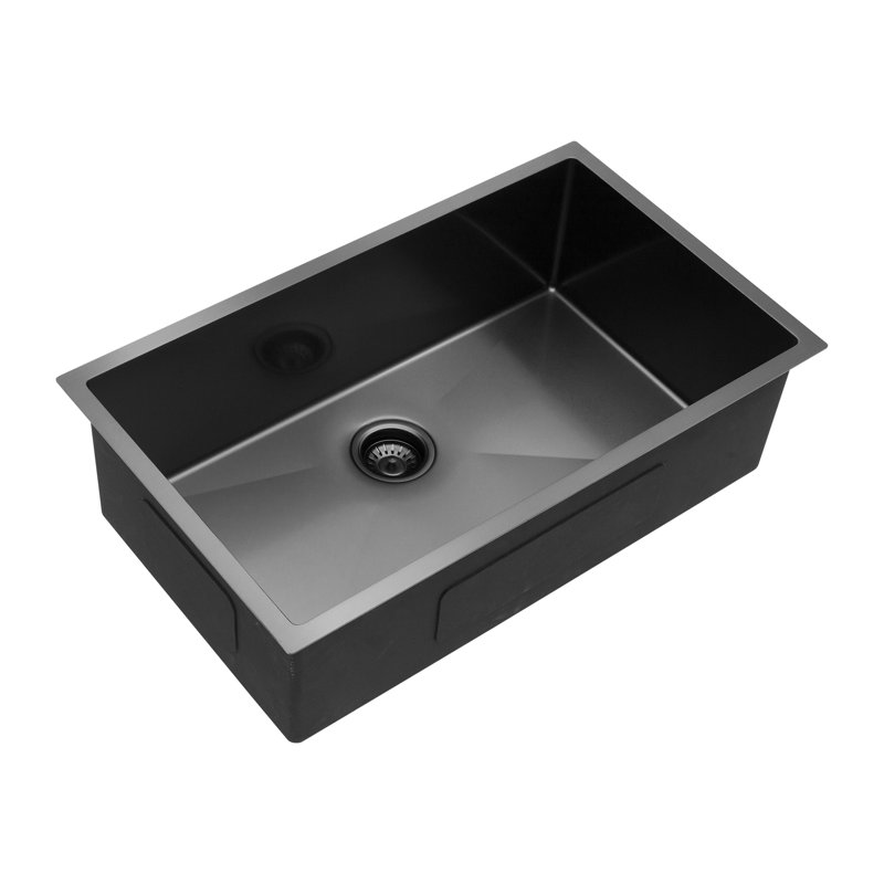 33X19x10" Undermount Single Bowl Sink Stainless Steel - Matte Black, T304 Strength, Rust & Stain Resistance, 16 Gauge, Nano Painted, R10 Radius Corners For Hygiene Kitchen Superior , Coated,