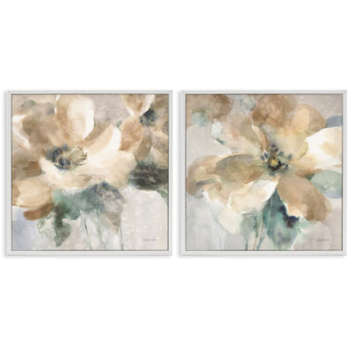 Fleurs abstraites beiges 2 pièces par Danhui Nai