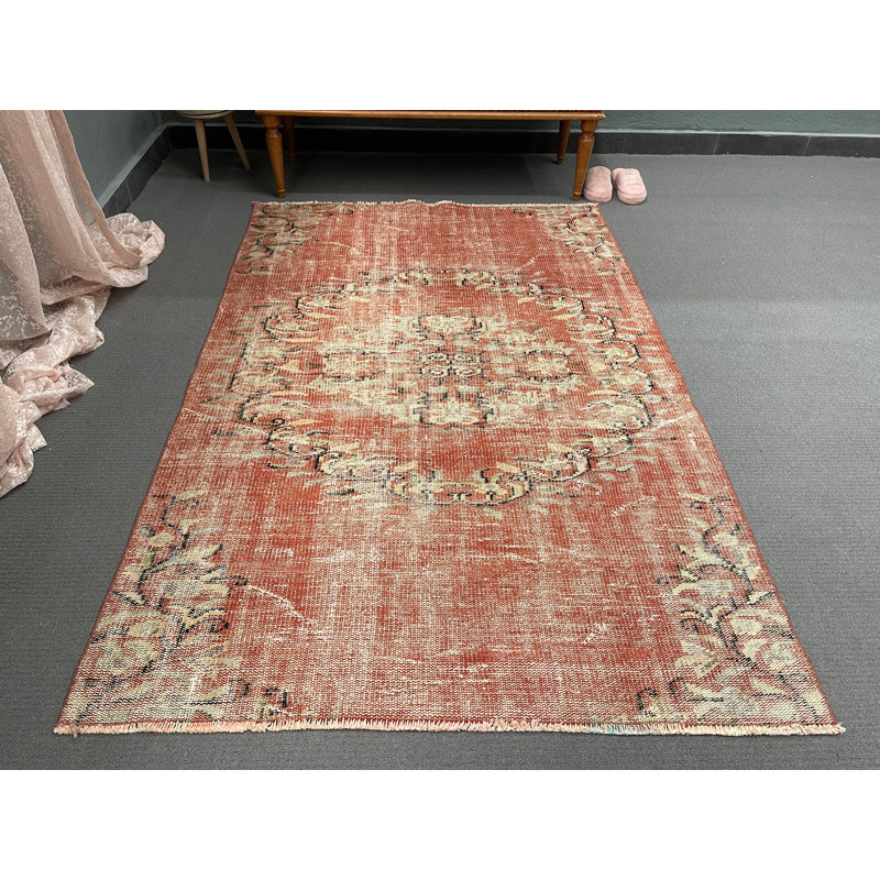 Tapis rouge rétro patchwork 50 x 75 pouces