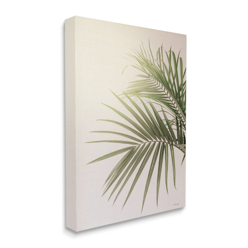 «Minimal Palm Leaves Sunlit Tropical House Plant» par Jennifer Rigsby - Photographie de cadre flottant sur toile