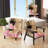 Pink Gerbera Flower On Abstract Fusion I - Upholstered Floral Arm Chair, Pink Accent Chair