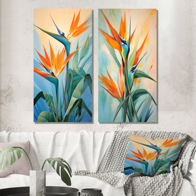 Paradises Profile Flower - Birds Of Paradise Metal Wall Art Living Room Set Of 2