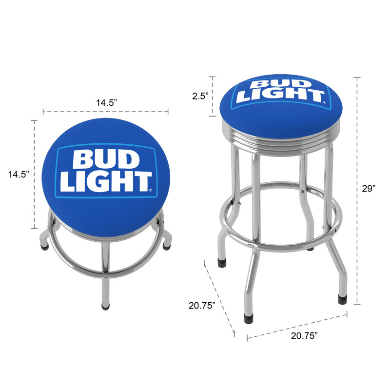 Bud Light Swivel Upholstered Counter Stool, Chrome