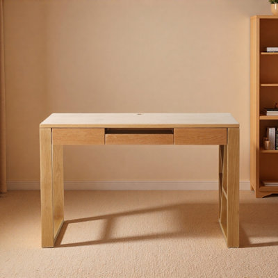 Simple Log Style Rectangular Oak Computer Desk