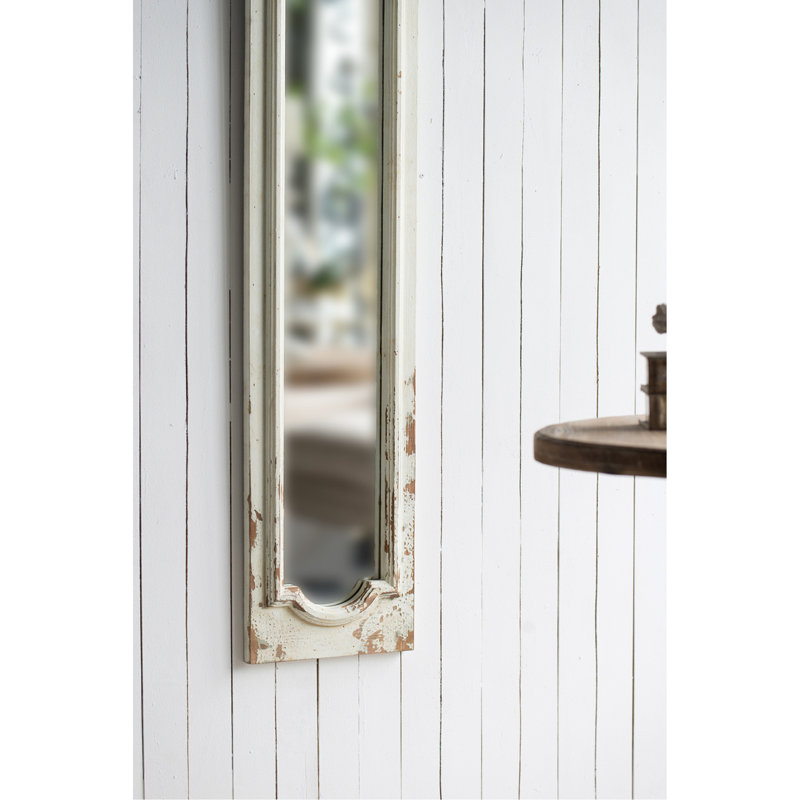 Miroir de plancher 11,8 x 1,6 x 69,3 po avec finition blanche vieillie
