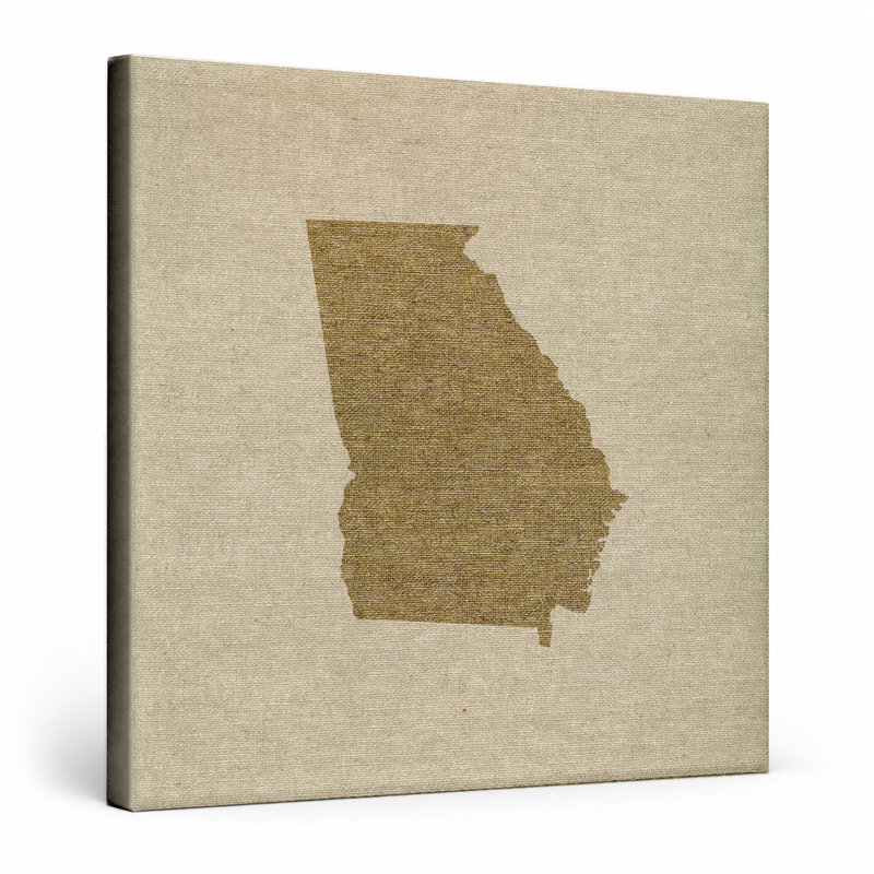 Georgia State Silhouette - art mural carré sur toile, 12" W x 12" H