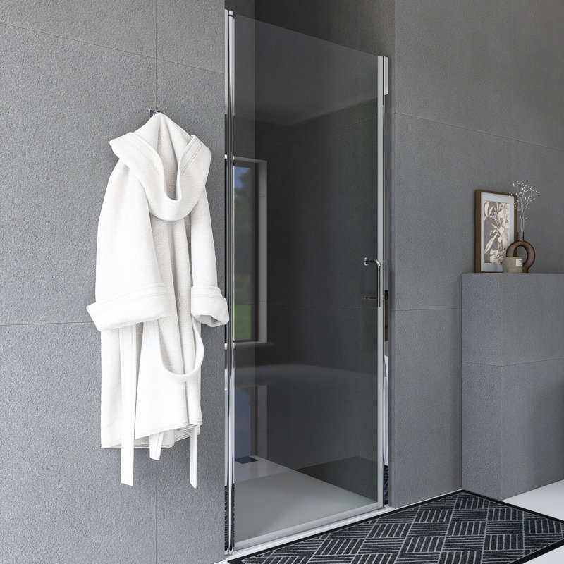 32 po X P 72 po Porte de douche semi-sans cadre H H, Argent argent