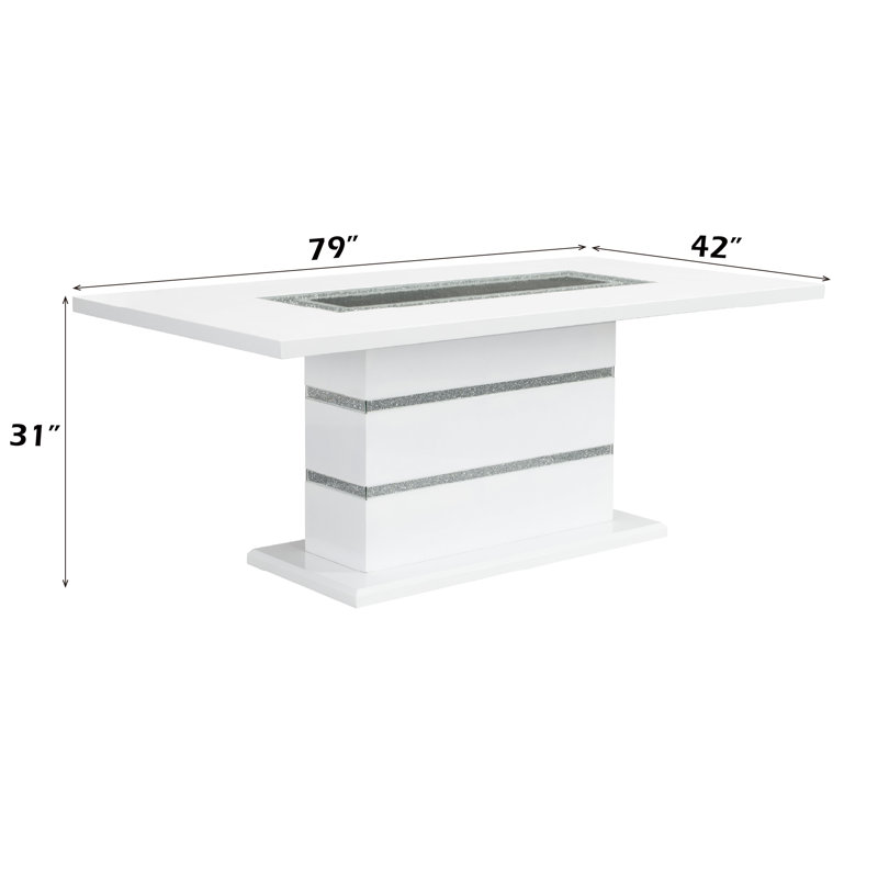 Mishell Pedestal Dining Table in White High Gloss