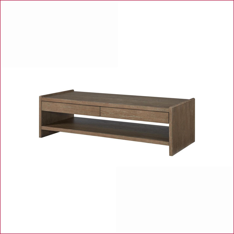 Table basse riche en bois de cacao avec tiroirs à fermeture en douceur et amp; Double rangement pour le salon