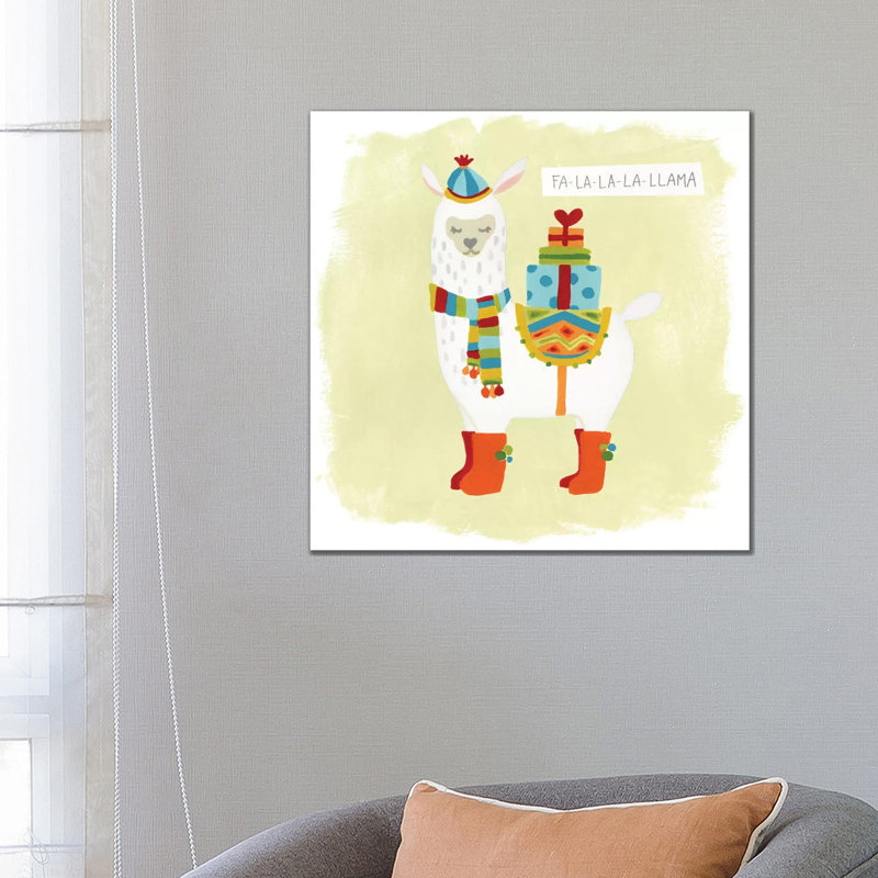 Fa-La-La-La Llama I by June Erica Vess - Wrapped Canvas Painting, 66.04 cm H x 66.04 cm W x 1.91 cm D