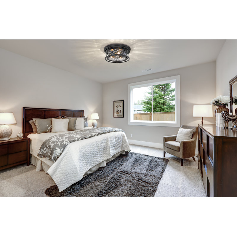 Masuda Glass Flush Mount, Matte Black