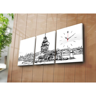 Elegant 3-Piece Decorative Canvas Wall Clock Set, Suede Canvas, Total Size: 37.8 x 15.7 inches | Sturdy 100% Wooden Frame, Thickness: 1.2 inches | Perfect for Home Decor & Modern Interiors, Unique Design