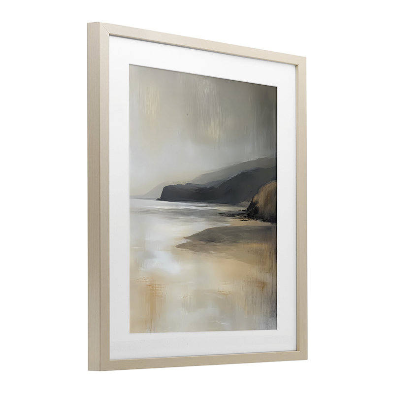 Reproduction sous verre encadrée Peachy Paynes Cove, conception par Walker Noble, H 16 po x l 13 po, Cadre de récolte en pin