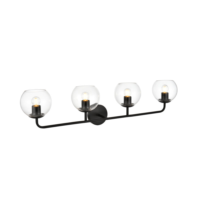 Lumière de meuble-lavabo à intensité variable, Noir, H 10 po x l 37 po x P 37 po, Quatre lumières