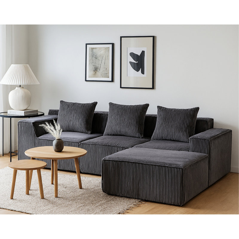 Canapé modulaire modulaire, canapé moderne avec repose-pieds assorti