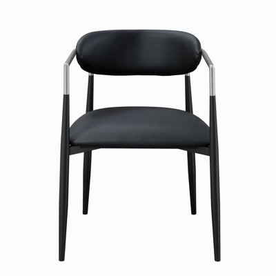 Chaise avec accoudoirs en cuir synthétique noir Gavan (ensemble de 2)