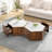 Hexagonal Retro Wood Coffee Table with 2 Hidden Drawers-1585199477-1585199478