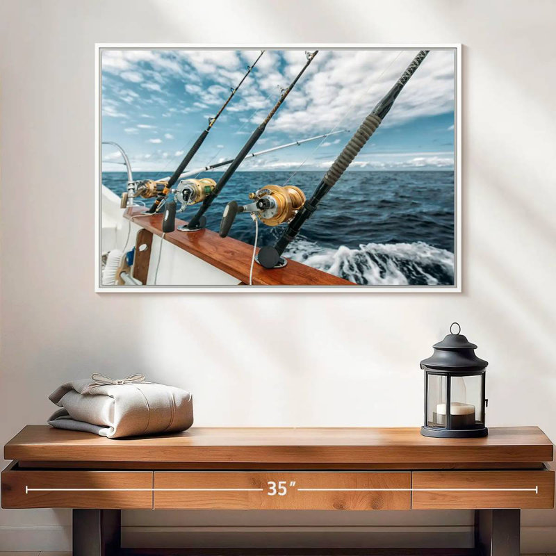 Pêche au thon espagnol, Cadre flottant blanc, 25 po x 17 po