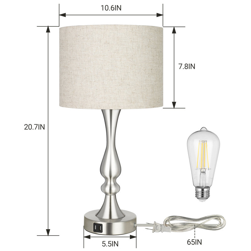 Labriola 20.7" Silver Table Lamp with USB