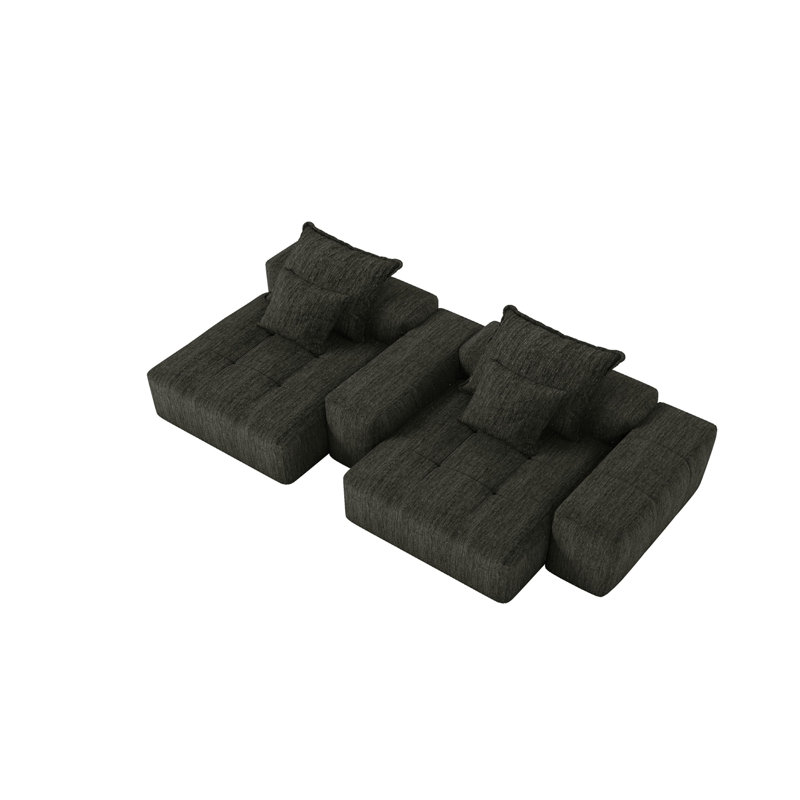 Boneless Modern Oversized Modular Sectional Sofa, Black