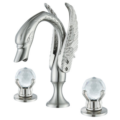 Ensemble de robinet de salle de bain Swan Spout avec poignées en boule de cristal, nickel brossé Mosson