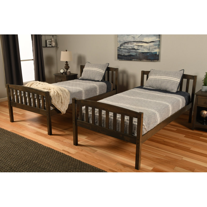Lit superposé standard en bois massif Blumberg par Viv + Rae, matelas non inclus, Brun rustique, Simple sur simple