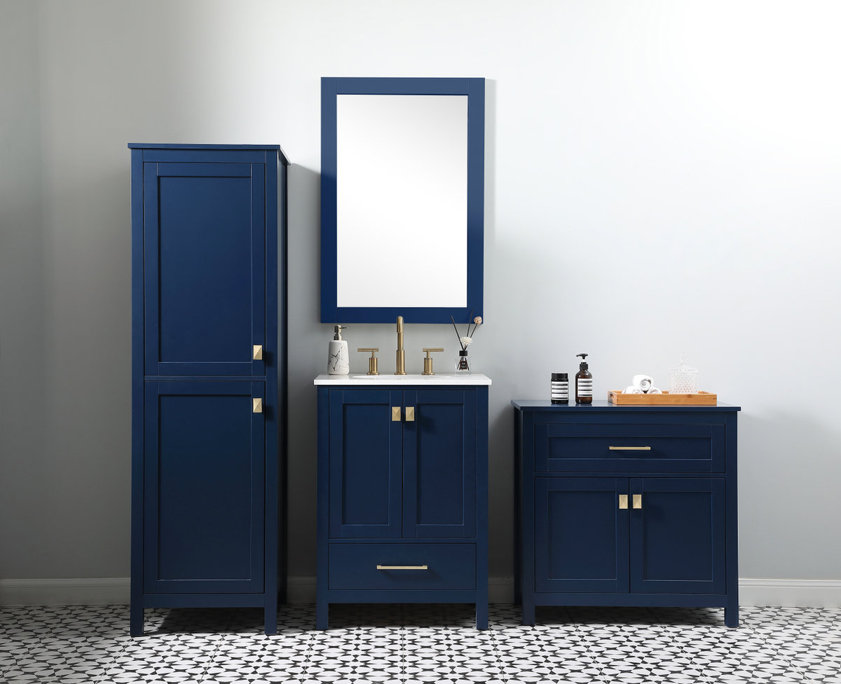 Destinymarie Linen Cabinet, 65"H x 20"W x 22"D, Blue/Gold