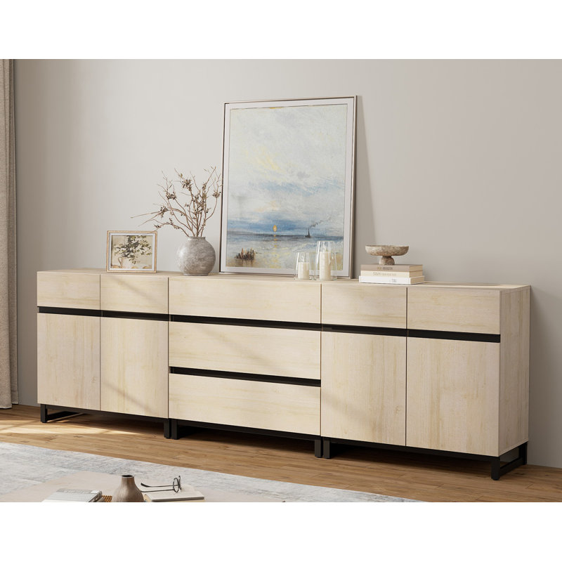 Modern Storage Cabinet, 3 In 1 Modern Sideboard With Adjustable Shelves And 3 Drawers, Coffee Bar Cabinet For Living Room, Dining Room
