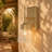 1-Light Gold Dimmable Wall Sconce with Seeded Glass(Bulb not Included)