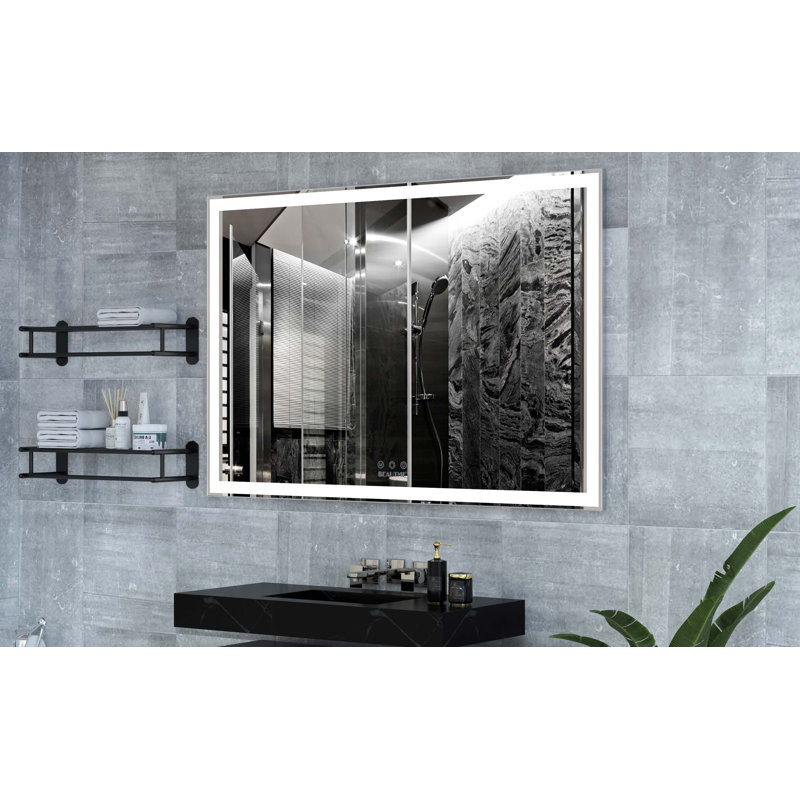 60x40 Inch Silver Aluminum LED Bathroom Vanity Mirror