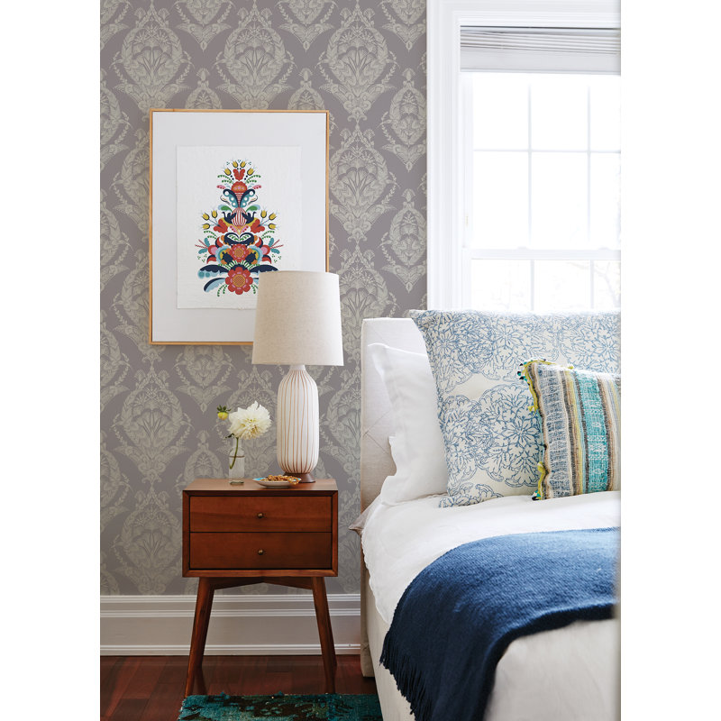 Raido Damask Wallpaper Roll, Purple