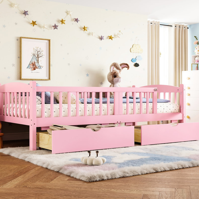 Lit plateforme rose avec lit simple TG