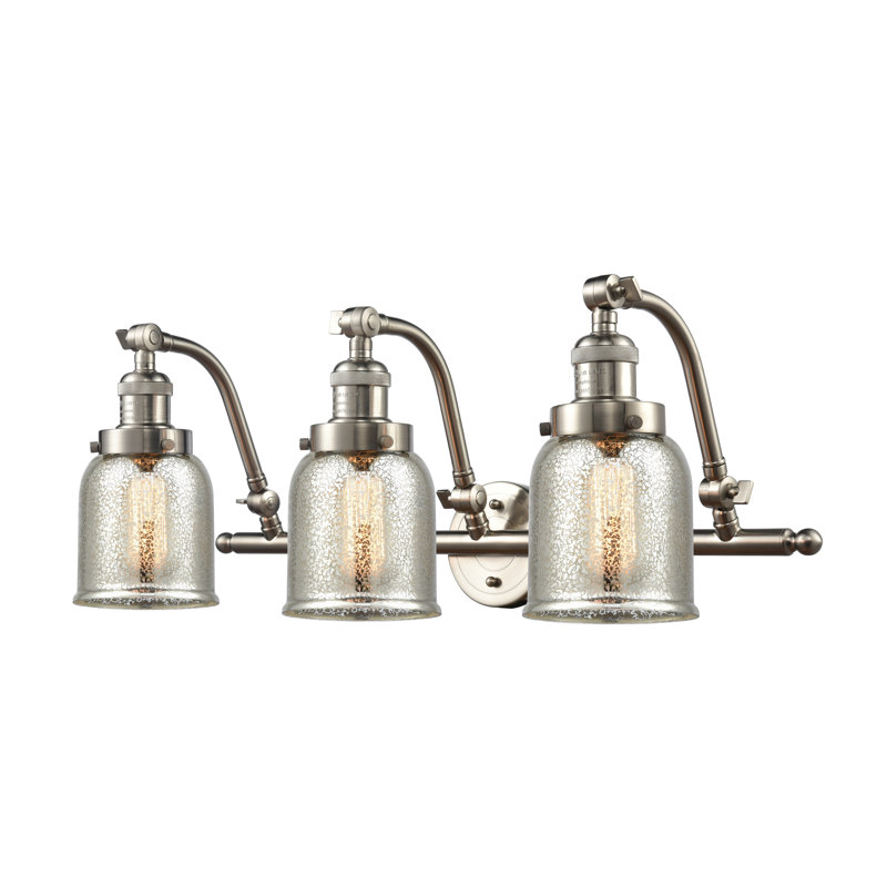 Luminaire de meuble-lavabo 3 lumières 28 po Bell, Argent mercuré plaqué, Nickel satiné brossé, Ampoule à DEL rétro de 6 watts