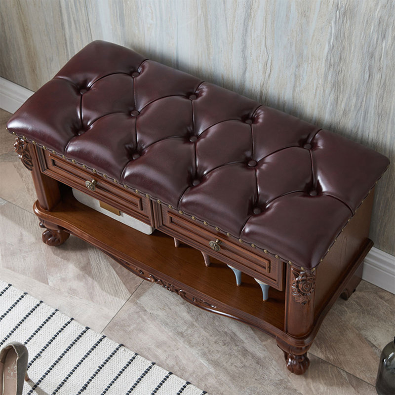 Banc rembourré brun