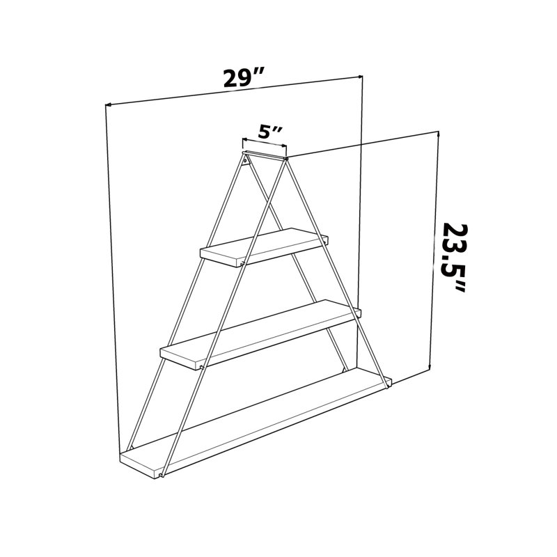 Étagère triangulaire suspendue murale en métal Moset, Noyer