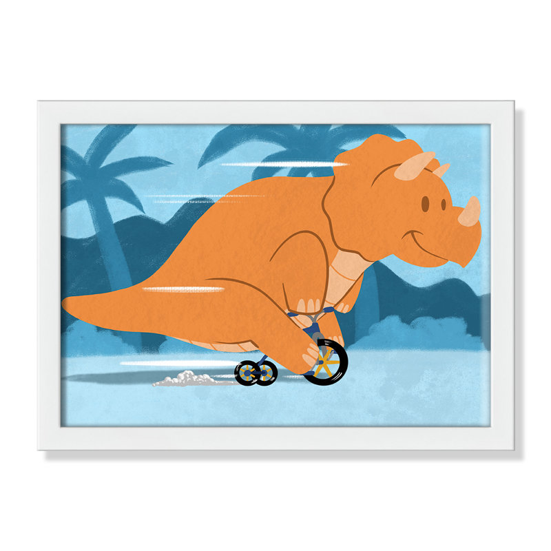 «Riding Dino 2», impression sur papier, H 10 po x l 14 po x P 1,18 po, Encadré de boîte blanc