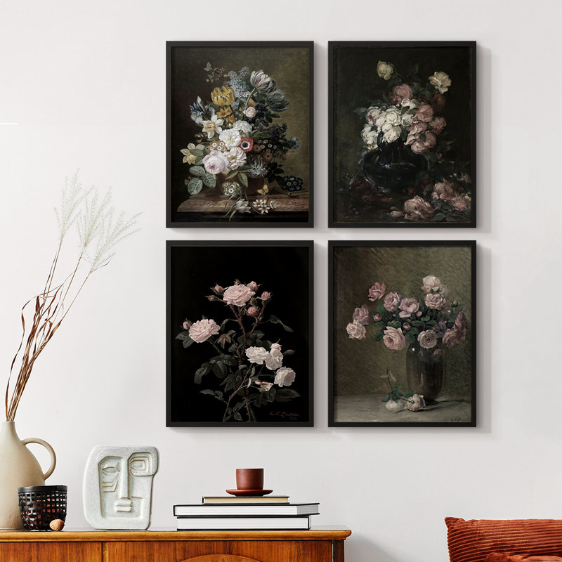 Impression encadrée vintage LXXX - ensemble de 4, Noir, H 44 po x l 14 po
