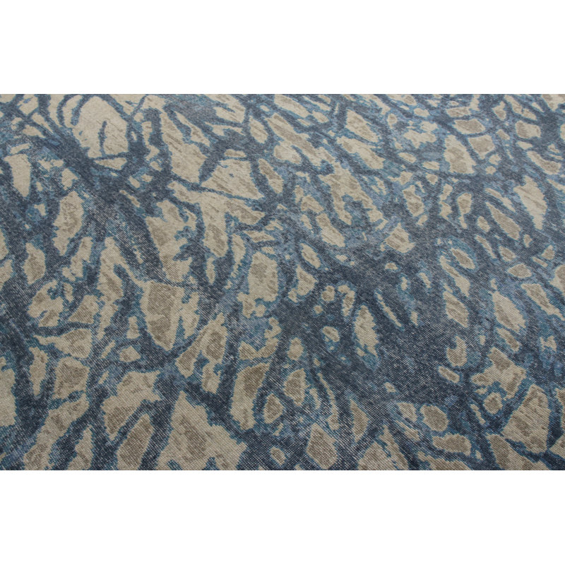 Distressed Homage Hand Knotted Wool Geometric Area Rug, Rectangle 9' x 12'