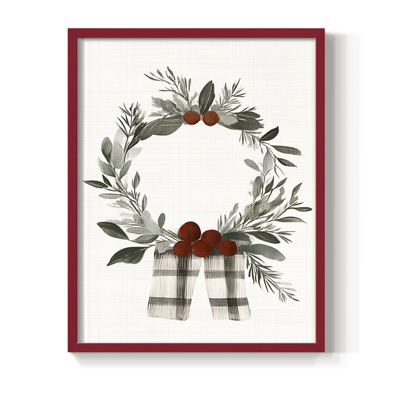 «Christmas Holiday Art CDXL III», reproduction d'art encadrée - bois massif, H 30 po x l 24 po, Rouge