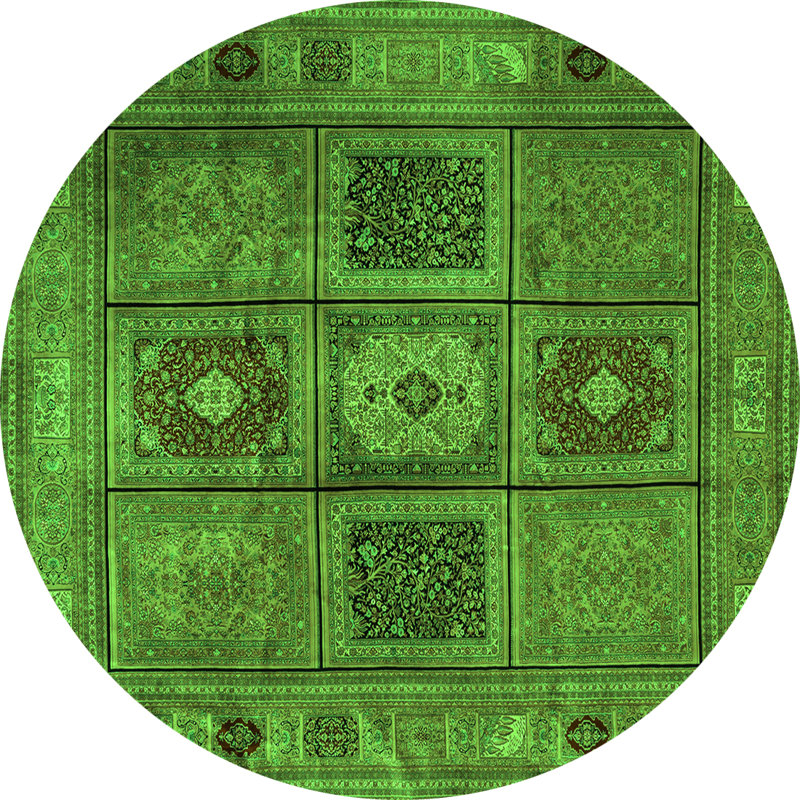 Washable Patchwork Indoor Rug, Round 7'