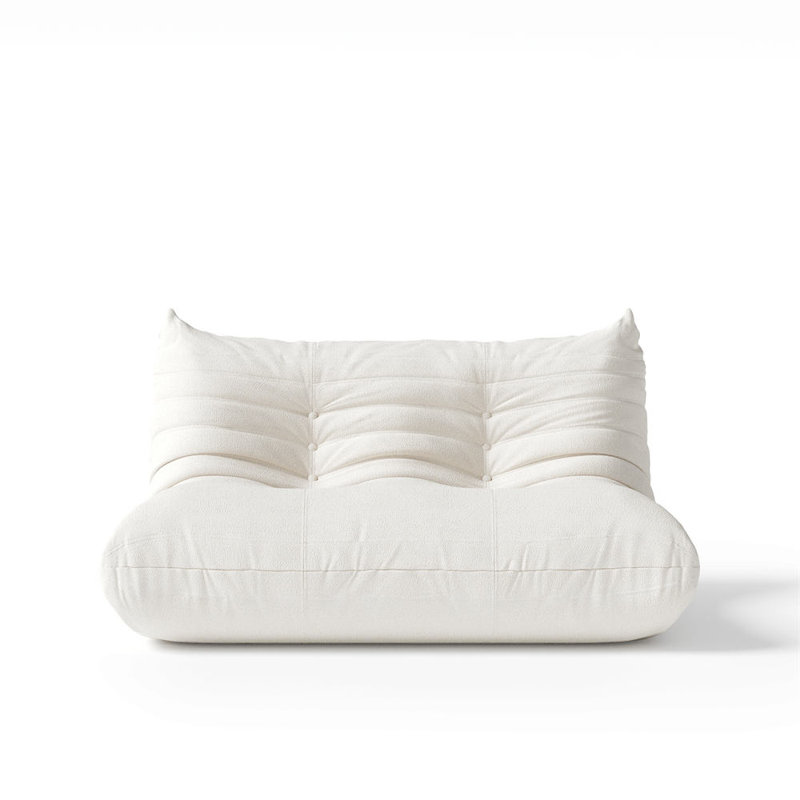 Abbie Boneless 51.5'' Loveseat Sofa Lazy Sofa Bean Bag Sofa Compression Floor Chair for Living Room, Bedroom, White Boucle