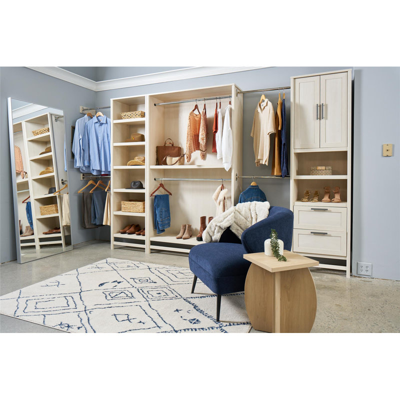 Illyria 2-Shelf Double Clothing Rod Closet Tower, 83.43" H x 47.56" W x 16.06" D