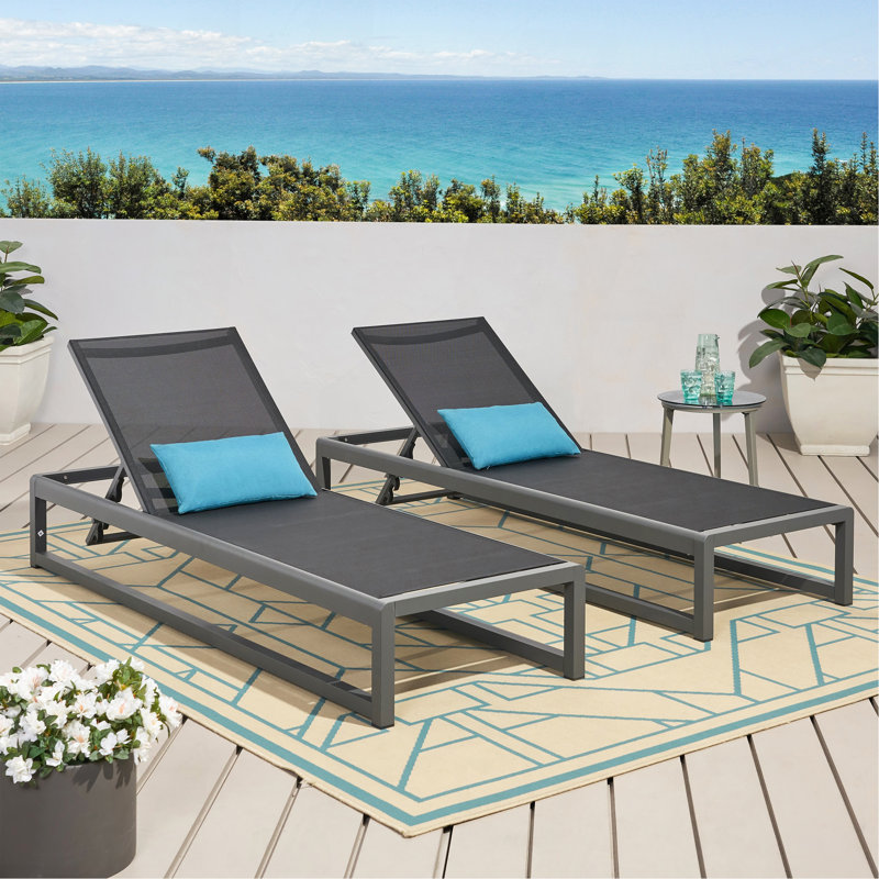 Chaise longue, Noir + gris