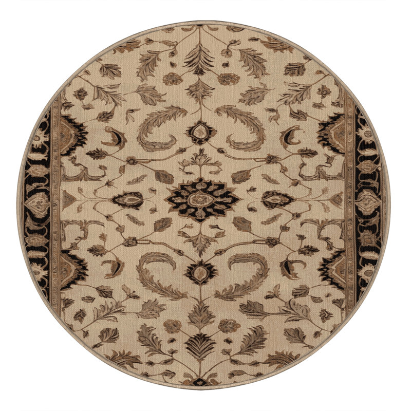 Tapis brun lavable à la machine, Rond 7 pi