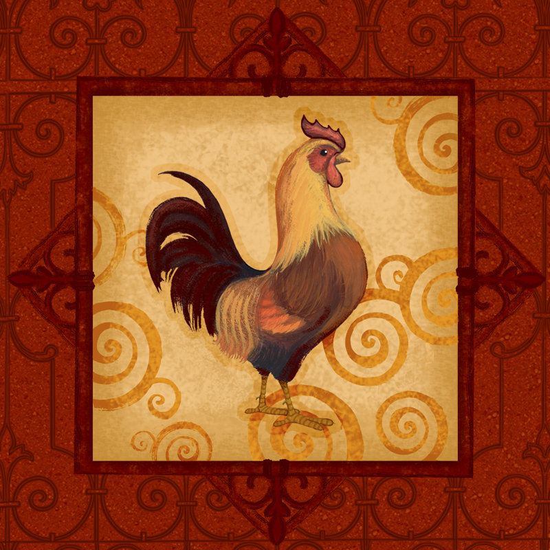 Decorative Rooster I - Wrapped Canvas Print, 91cm H x 91cm W