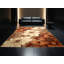 Tapis à poilsettia doux et moelleux à motif floral brun et beige-509452222