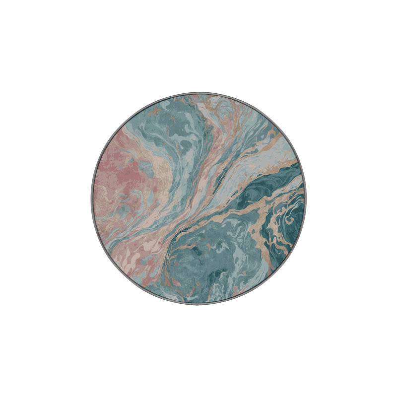 Tapis gris soyeux et moelleux, Rond 8 pi
