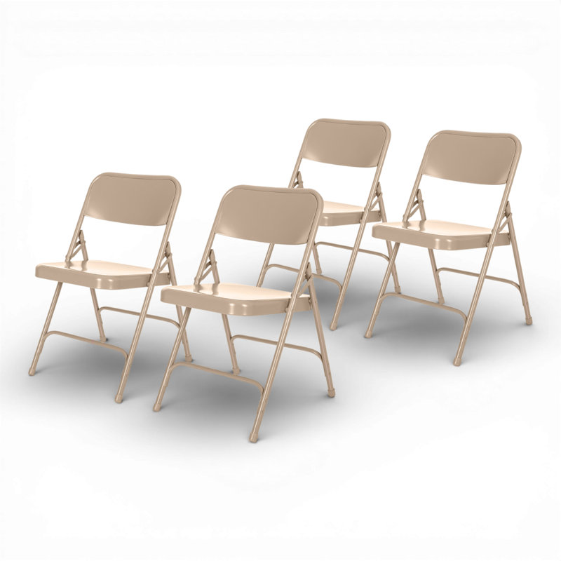 Bernadine Stackable Folding Chair Set of 4, Beige